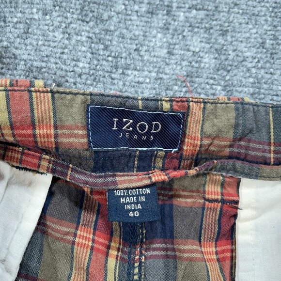 Izod Shorts Mens 40 Plaid Lightweight Golf Flat Front Preppy‎ 10" Inseam Cotton - Picture 4 of 9